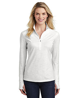 Sport-Tek Ladies Sport-Wick Stretch Reflective Heather 1/2-Zip Pullover. LST855 at BigNTallApparel