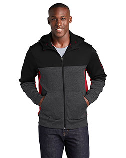 Sport-Tek Tech Fleece Colorblock Full-Zip Hooded Jacket. ST245