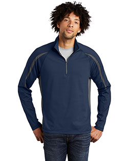 Sport-Tek ST851 Men Sportwick Stretch 1/2zip Colorblock Pullover at BigNTallApparel