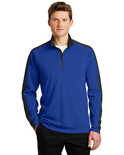 Sport-Tek Sport-Wick Textured Colorblock 1/4-Zip Pullover. ST861 at BigNTallApparel