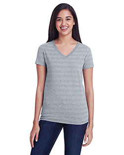 Threadfast Apparel 252RV Ladies' Invisible Stripe V-Neck T-Shirt In Big & Tall Sizes