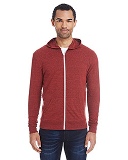 Threadfast Apparel 302Z Men Unisex Triblend Full-Zip Light Hoodie at BigNTallApparel