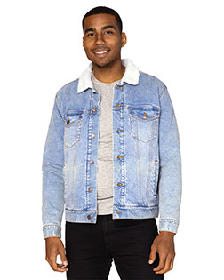 Threadfast Apparel 372J Unisex Sherpa-Lined Denim Jacket at BignTallApparel