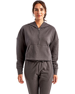 TriDri TD077 Ladies' Alice Half-Zip Hooded Sweatshirt at BigNTallApparel