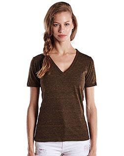 US Blanks US2228 Women's V-Neck Overdyed Tee at BigNTallApparel