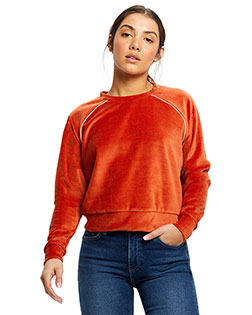 US Blanks US538 Ladies' Velour Long Sleeve Crop T-Shirt at BigNTallApparel