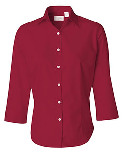 VAN HEUSEN 13V0527  Women's Three-Quarter Sleeve Baby Twill Shirt at BignTallApparel