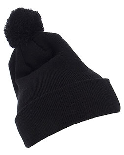 Yupoong 1501P Men Cuffed Knit Beanie with Pom Pom Hat