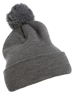 Yupoong 1501P Men Cuffed Knit Beanie with Pom Pom Hat at BignTallApparel