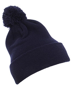 Yupoong 1501P Men Cuffed Knit Beanie with Pom Pom Hat at BignTallApparel